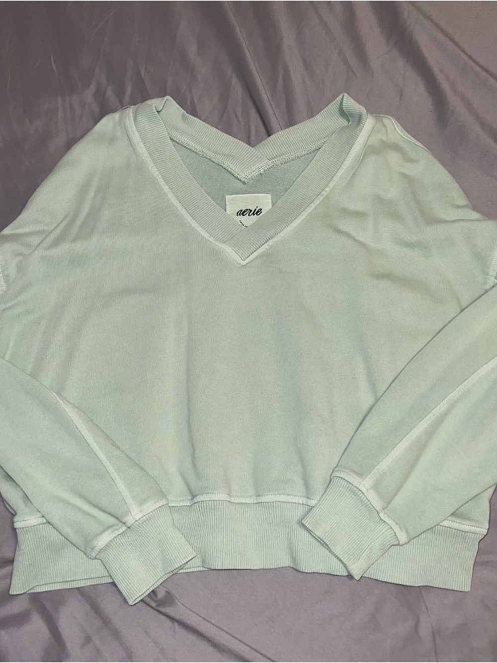 aerie Women's V-Neck Sweater in Pastel Mint